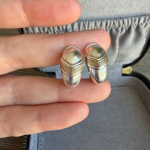 14k SLV SADIE L VASSIL Sterling Silver 925 Two Tone Earrings Vintage